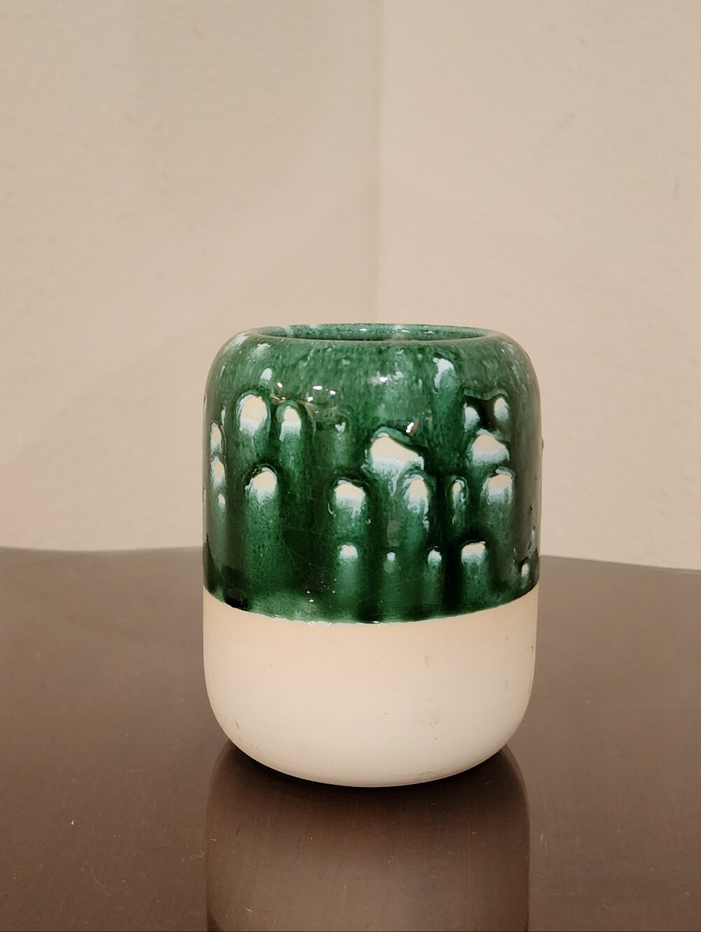 Arhoj Studio Handmade Denmark Green Drip Glaze Ceramic Vase Planter